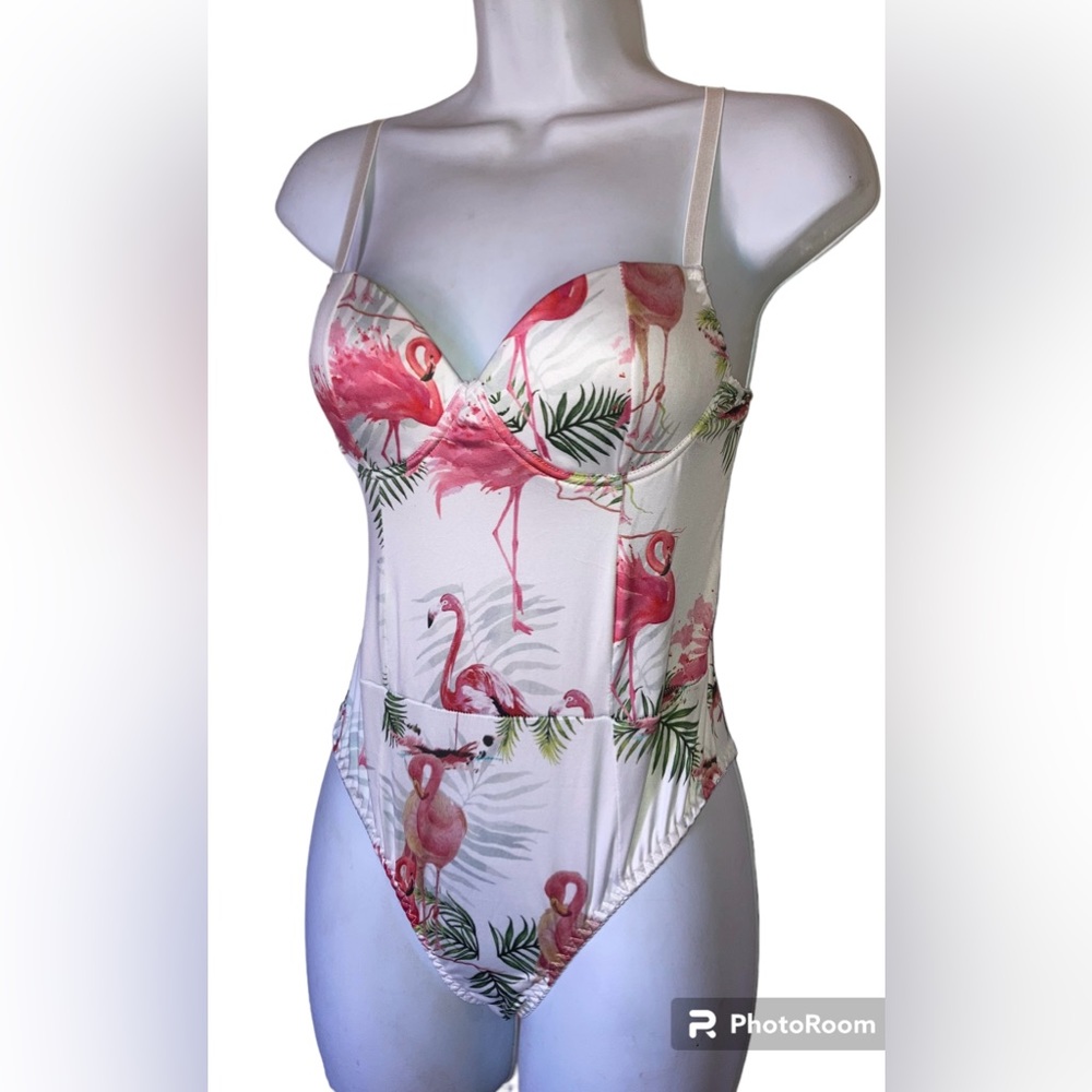 Super Cute Flamingo Underwire One Piece Bathing Suit
